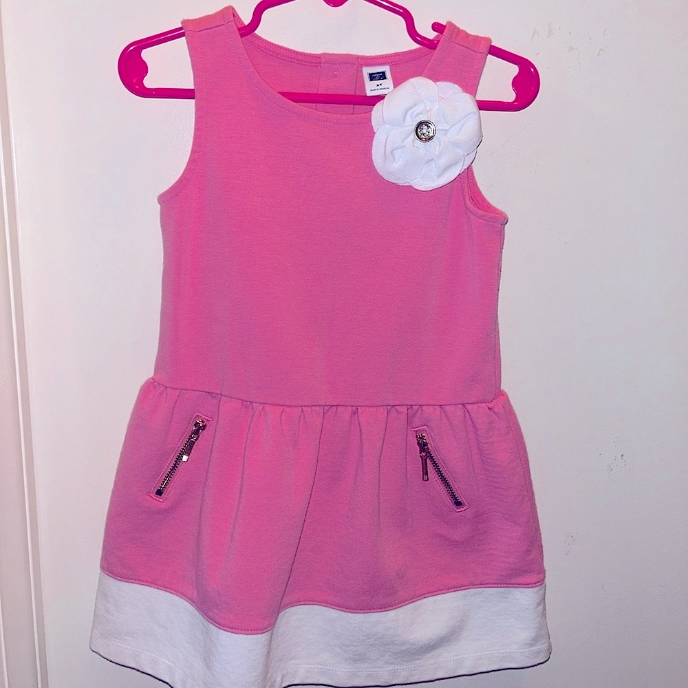 Janie and Jack Toddler Girls Pink & White Dress - 2T
